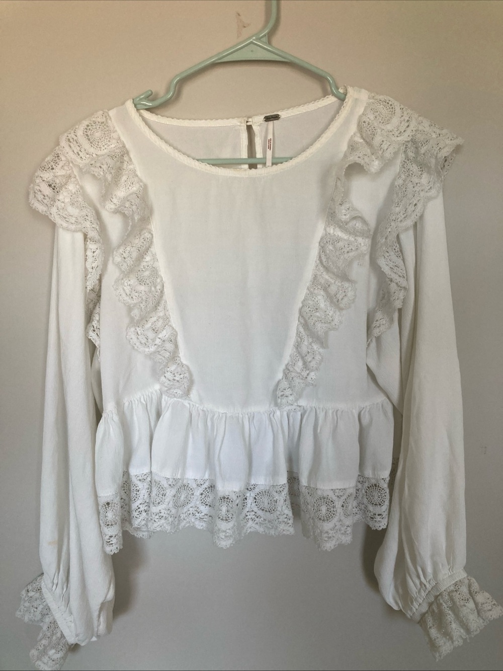 Free People Take It Easy Ruffle Lace Blouse M Boho Read